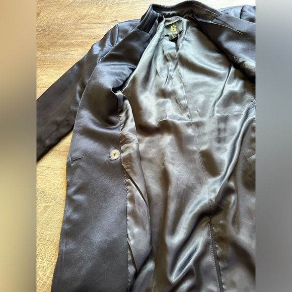 House of Harlow 1960 Oversized Navy Satin/Silk Effect Blazer - Size Small - Picture 13 of 16